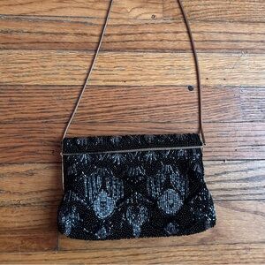 Black and grey beaded purse